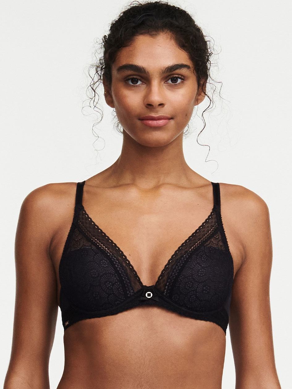 Black Chantelle Festivite Lace Plunge Women Bras | NYS8078JO