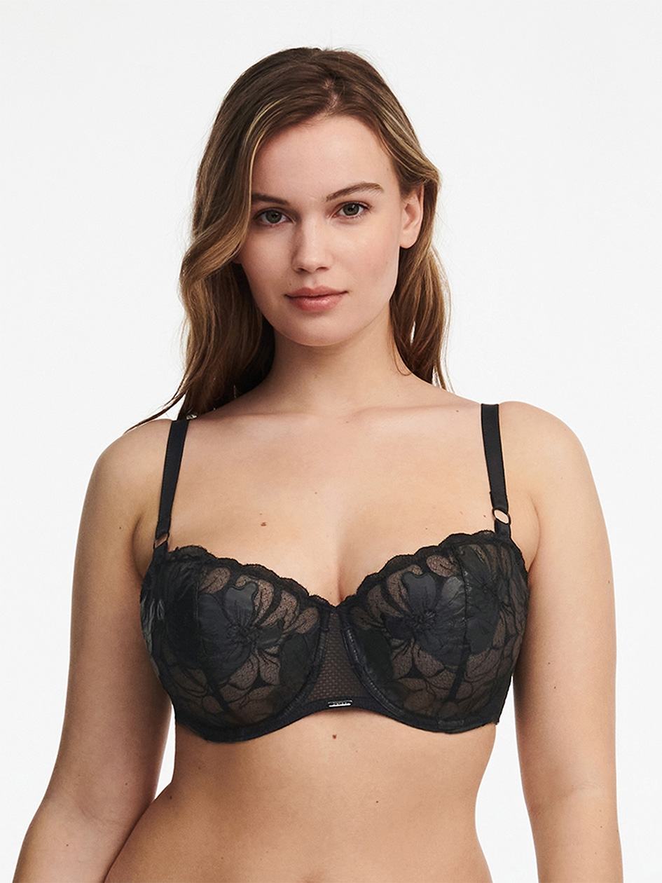 Black Chantelle Fleurs Signature Demi Women Bras | BHZ3134BJ