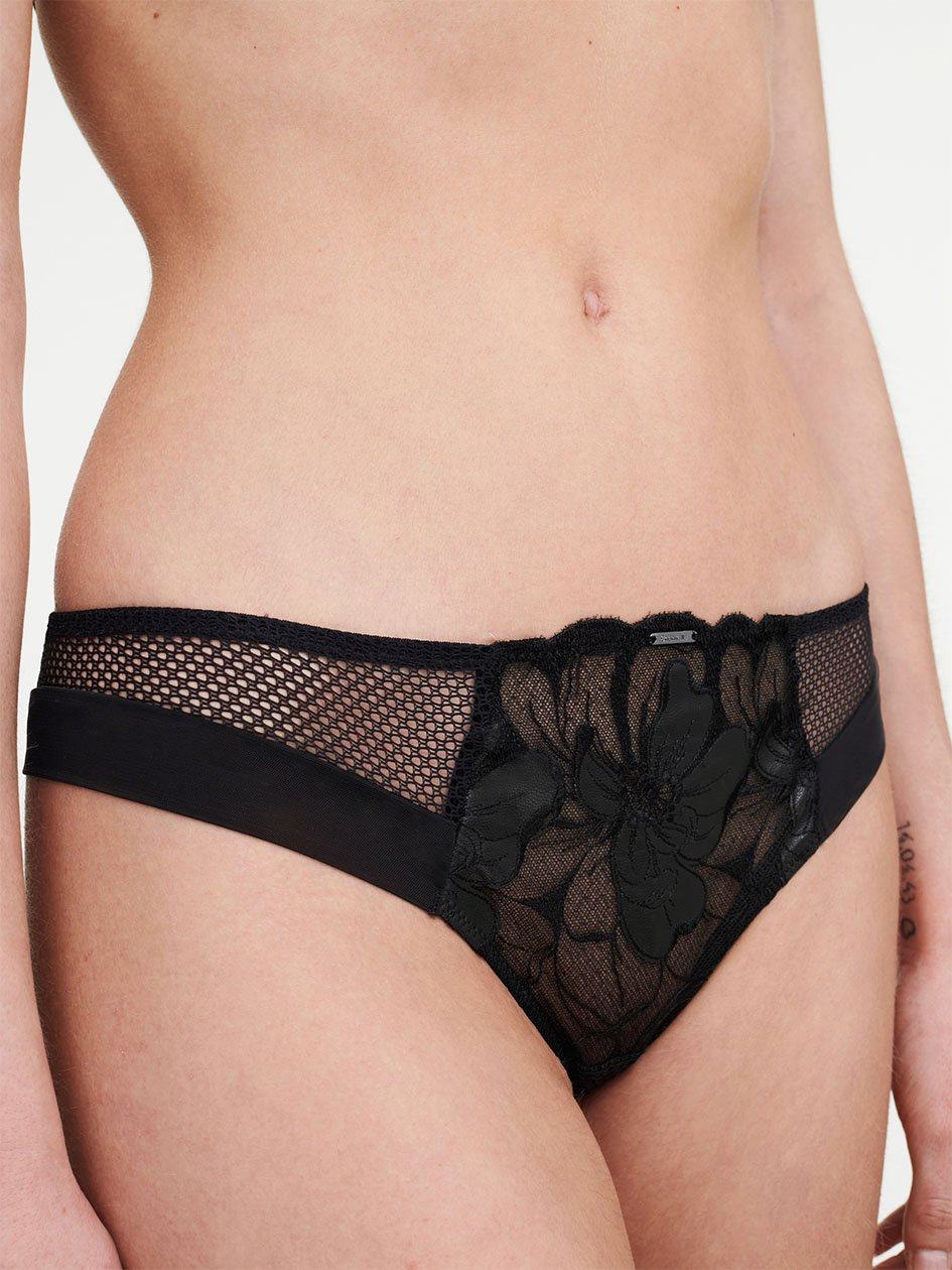 Black Chantelle Fleurs Signature Women Thong Panty | VFC4557PP