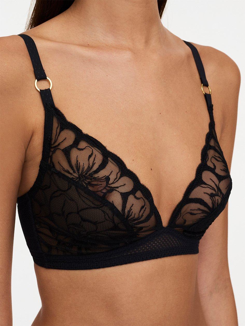 Black Chantelle Fleurs Wirefree Women Bras | UWN6352LV