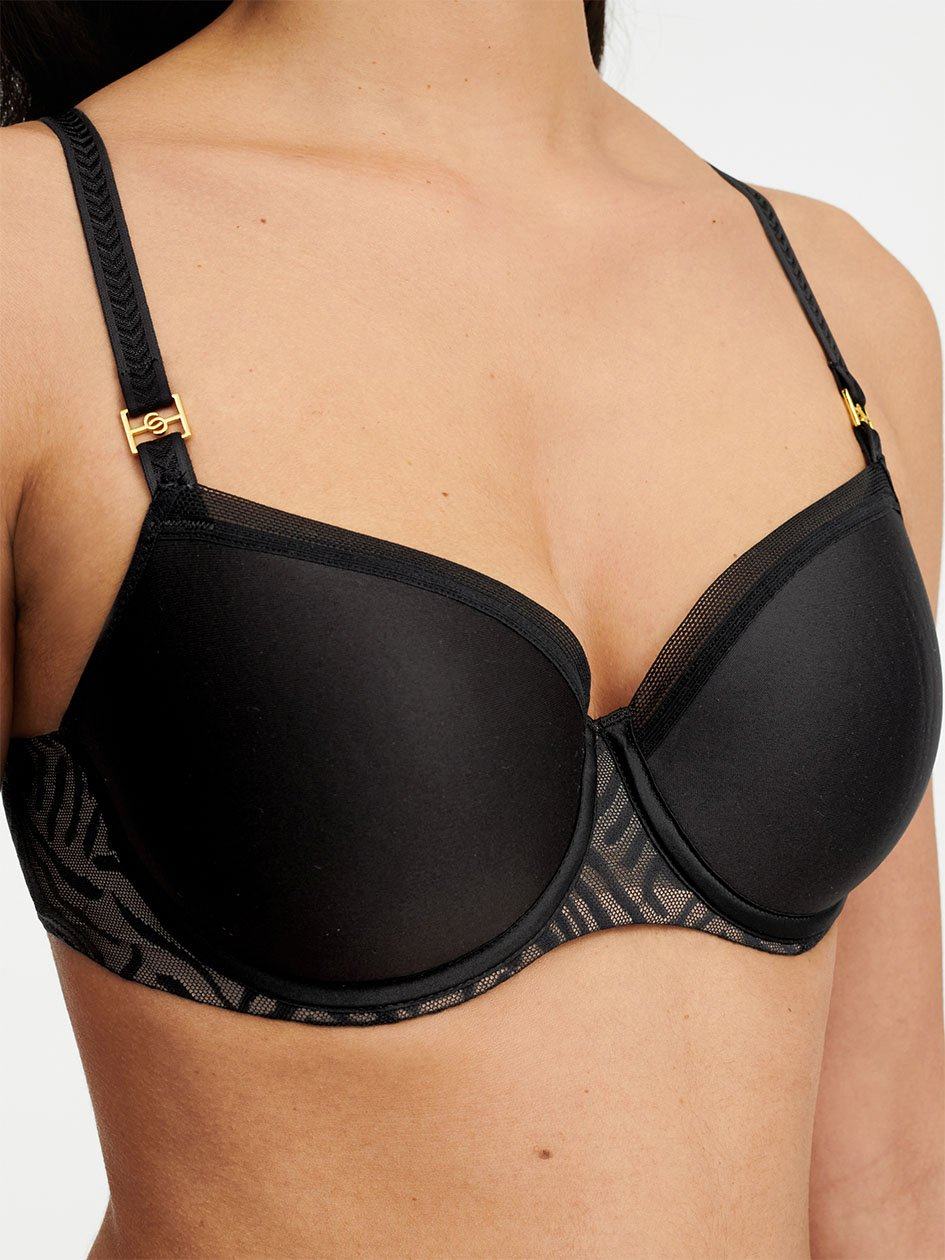 Black Chantelle Graphic Allure Smooth Custom Fit Demi Women T-Shirt Bra | SKQ7445RN