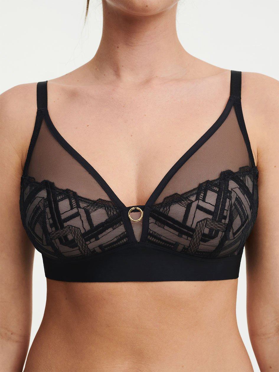 Black Chantelle Graphic Support Lace Wireless Women Bras | XVE1178EI