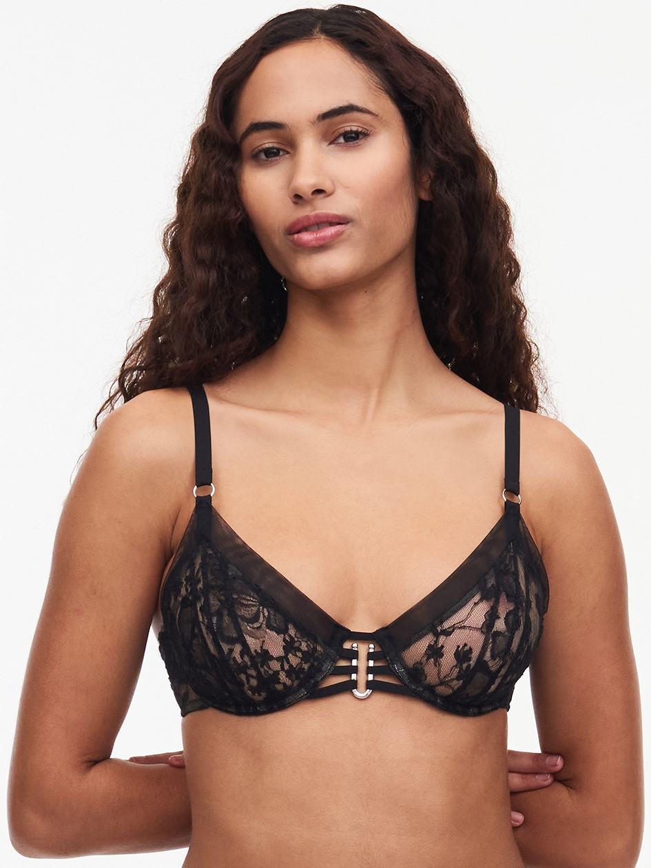 Black Chantelle Impulse Plunge Underwire Women Bras | YQH8427NP