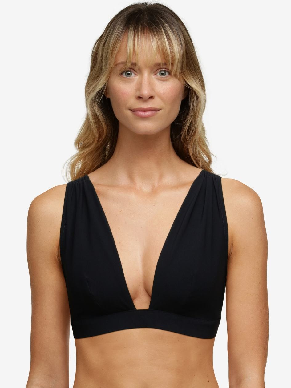 Black Chantelle Inspire Wireless Plunge Swim Women Bikini Tops | RXN862FF