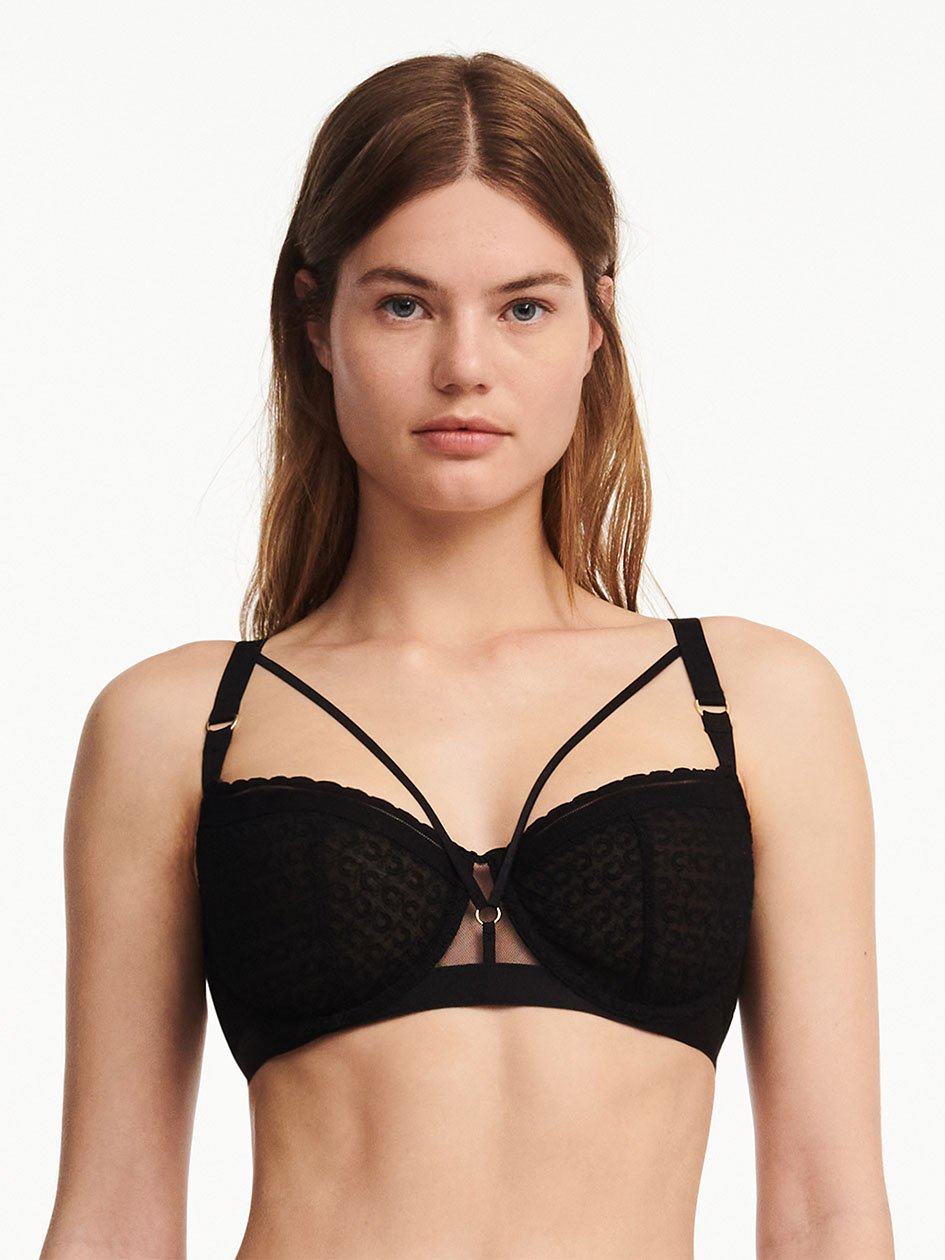 Black Chantelle Monogram Demi Women Unlined Bra | TET8337UI