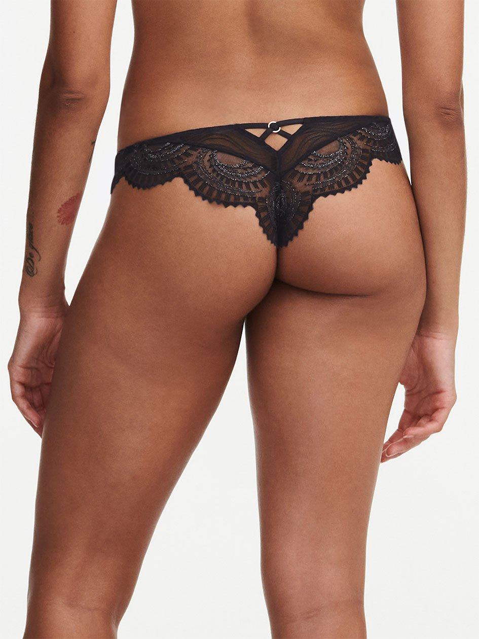 Black Chantelle Mystic Dream Lace Women Thong Panty | DIM4046YX