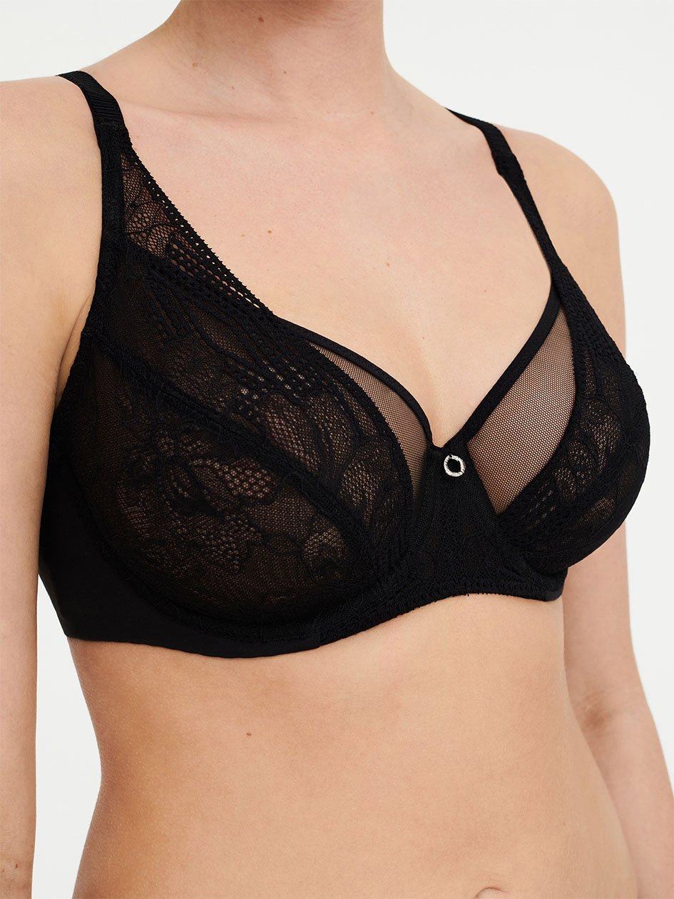 Black Chantelle Naya Lace Underwire Women Unlined Bra | RAL905PG