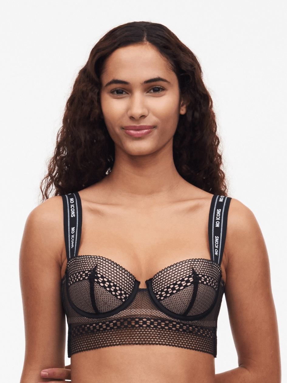 Black Chantelle No Icons Bandeau Women Bras | DJU9967DZ