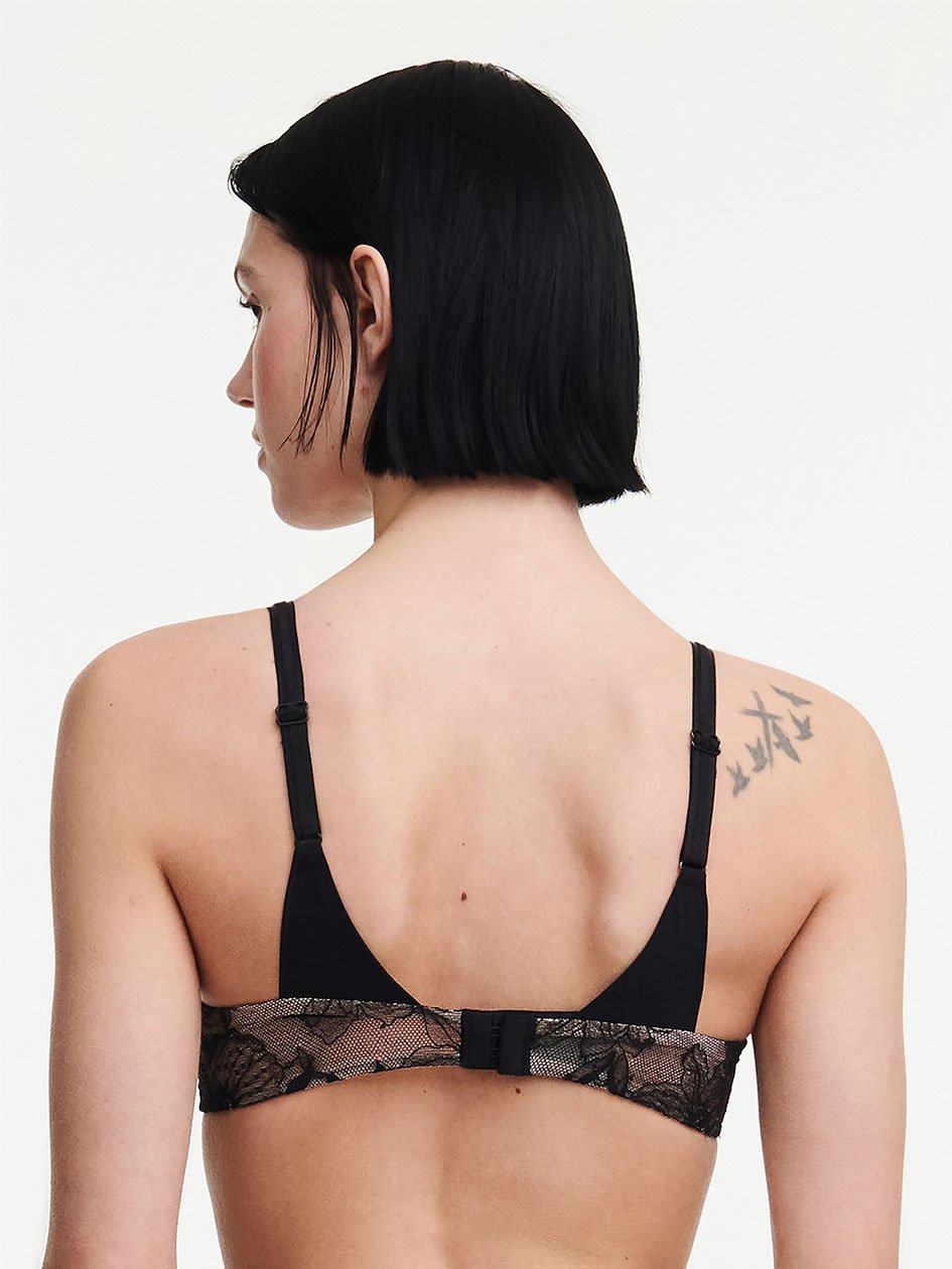 Black Chantelle Orchids Demi Women Bras | HHB482ZU