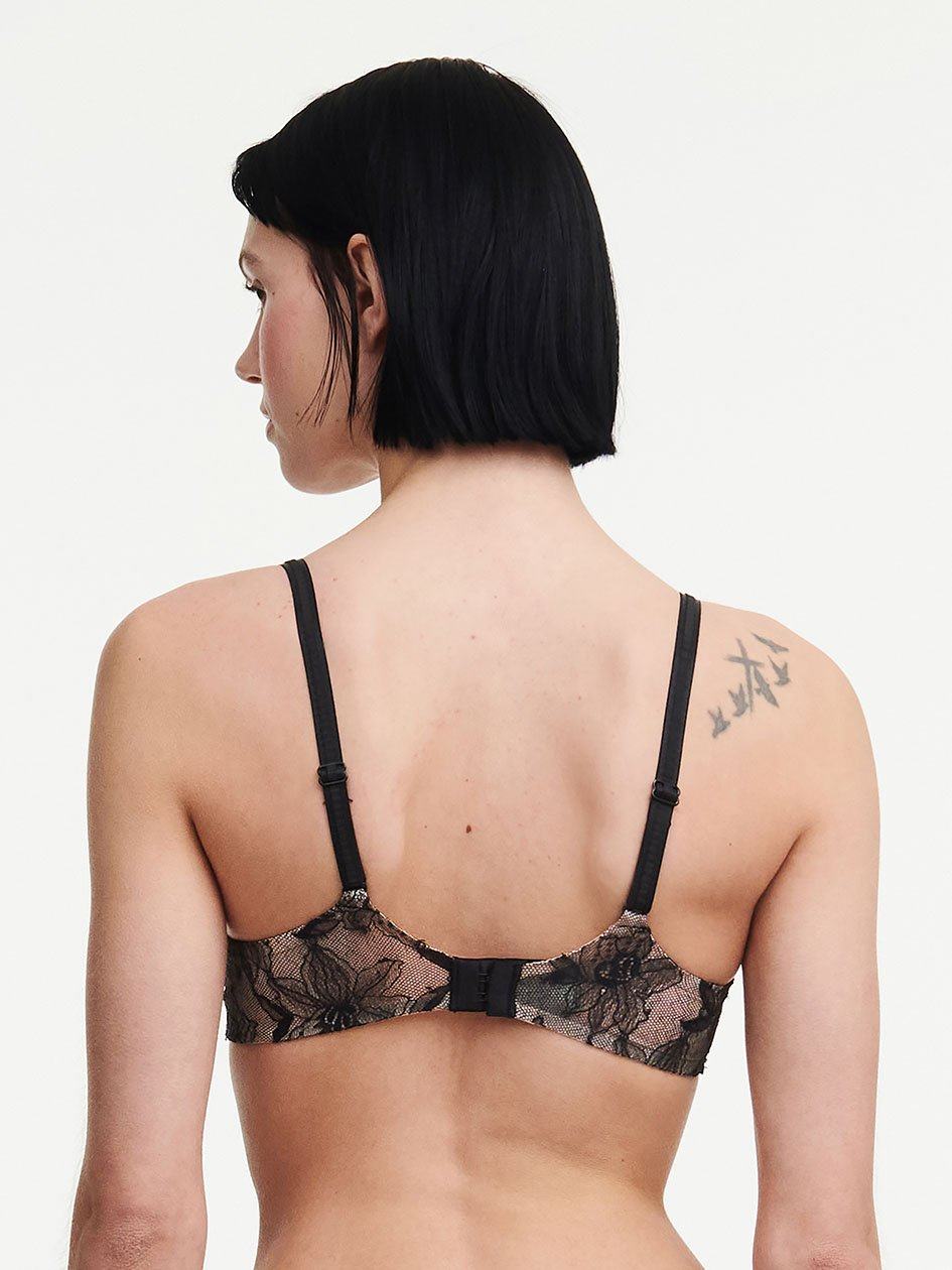 Black Chantelle Orchids Push-up Plunge Women Bra | MBO9039XG