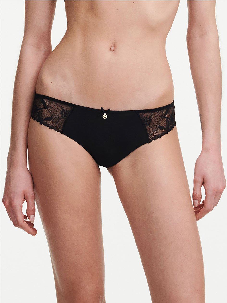 Black Chantelle Orchids Women Briefs | XCN2030CP