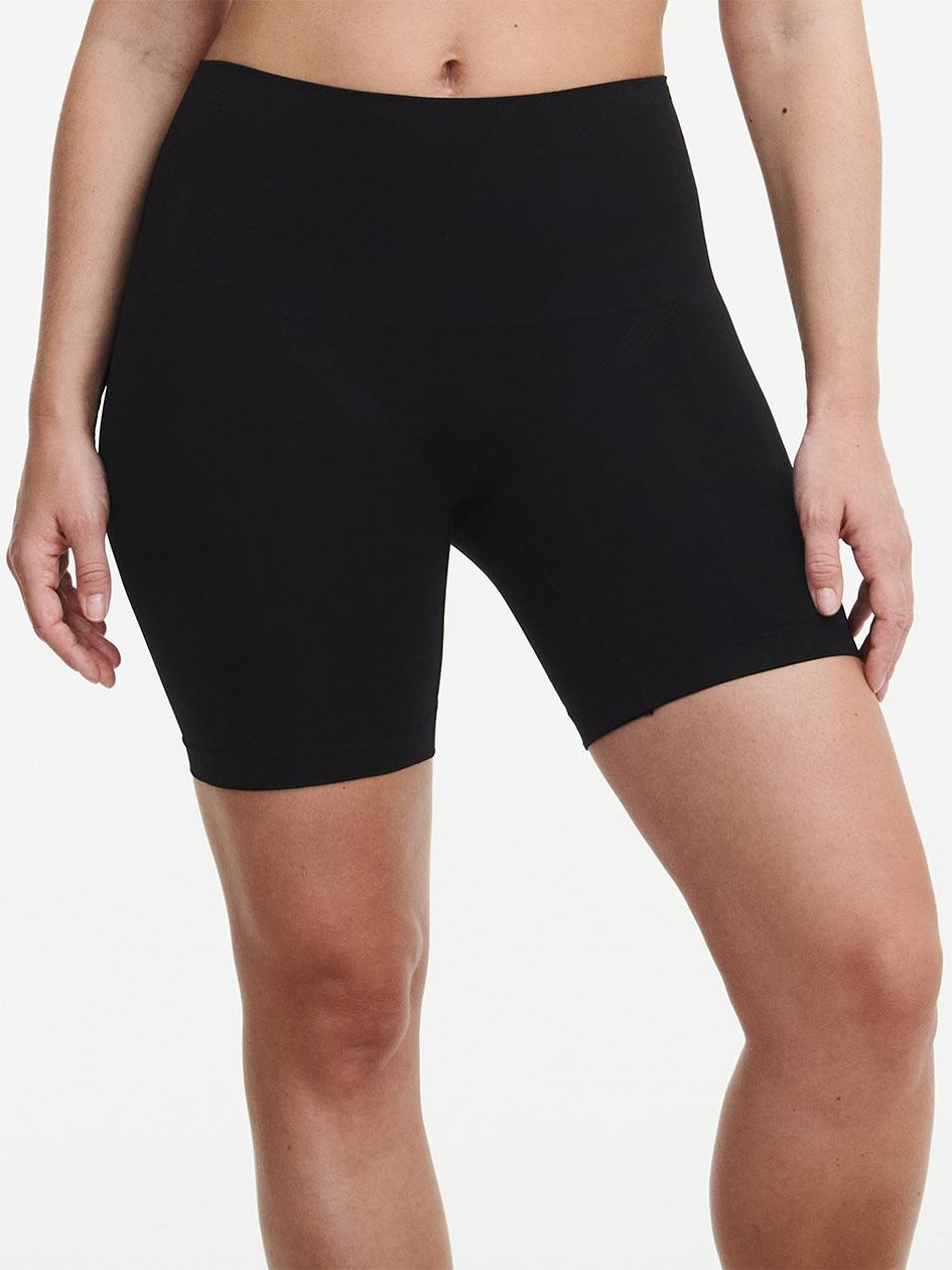 Black Chantelle Smooth Comfort High Waist Mid-Thigh Light Shaping Women Shorts | GQU7068ZB