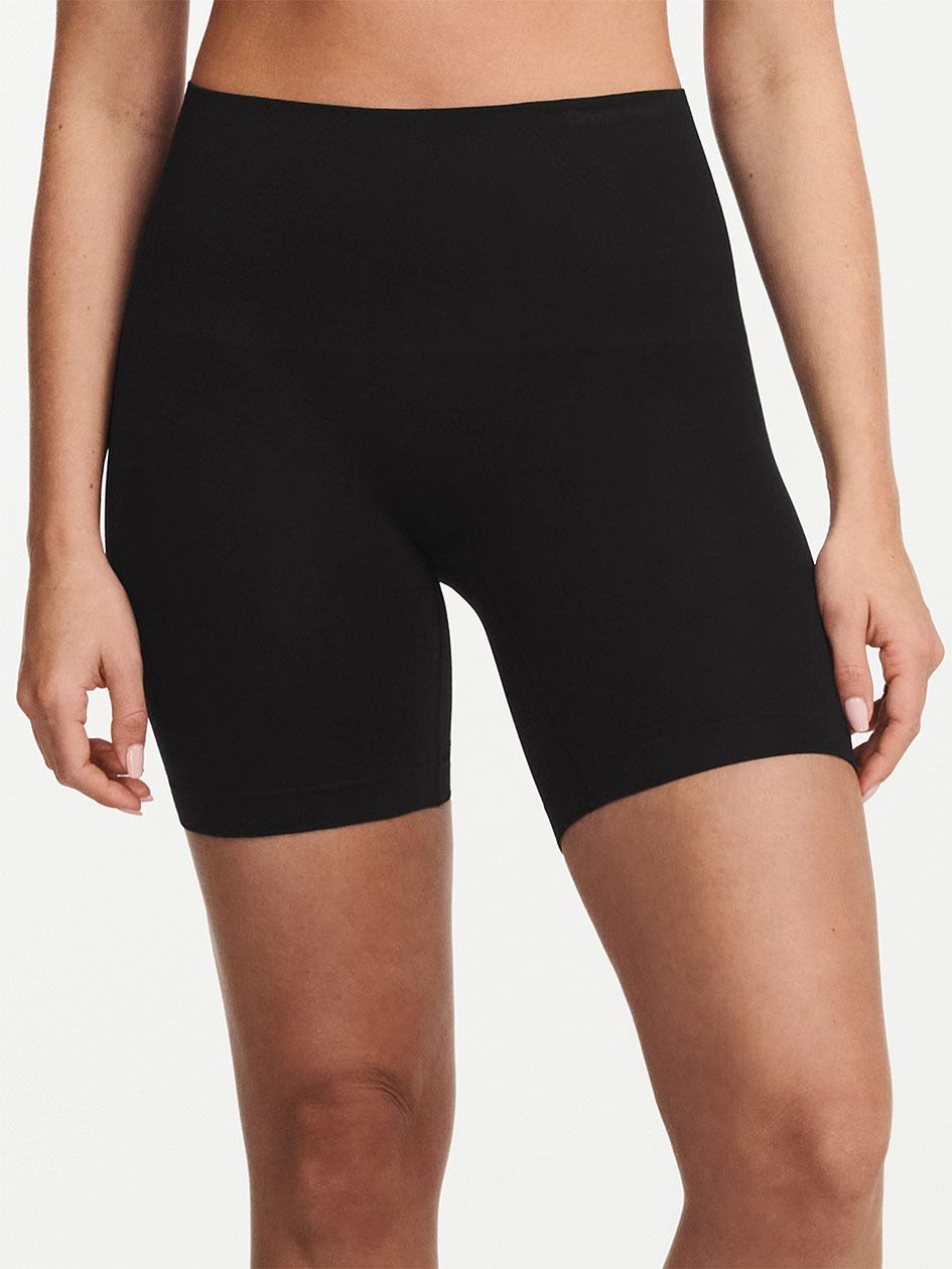 Black Chantelle Smooth Comfort High Waist Mid-Thigh Light Shaping Women Shorts | GQU7068ZB