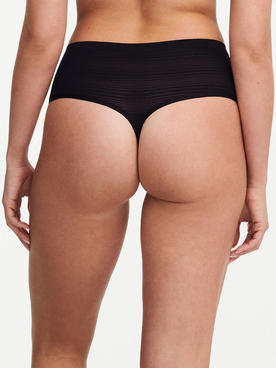 Black Chantelle SoftStretch Stripes High Waist Women Thong Panty | CCL2120AJ