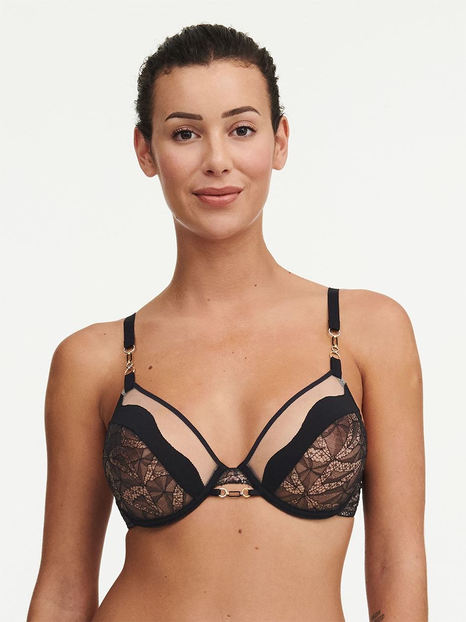 Black Chantelle Spark Lace Underwire Women Unlined Bra | BHG1611DT