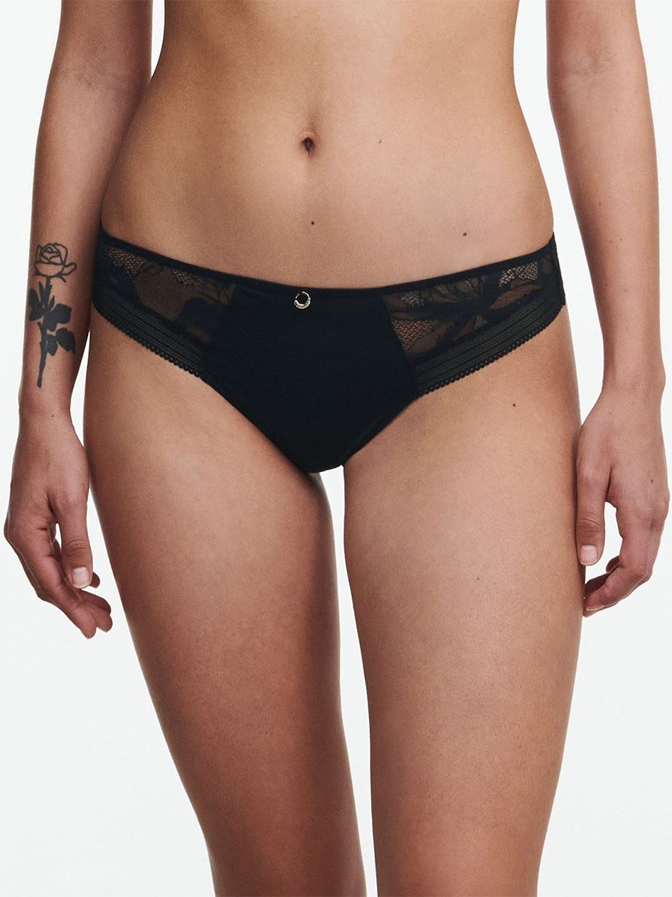 Black Chantelle True Lace Women Thong Panty | PSJ5021IO