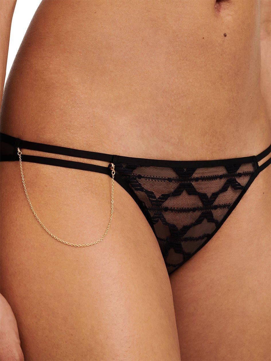 Black Chantelle Xpression Lace Women Thong Panty | WDH4887ML