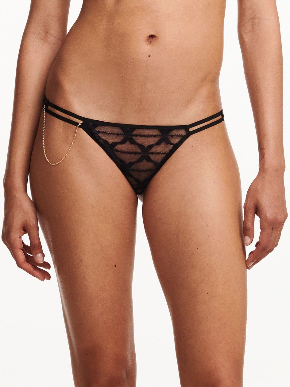 Black Chantelle Xpression Lace Women Thong Panty | WDH4887ML