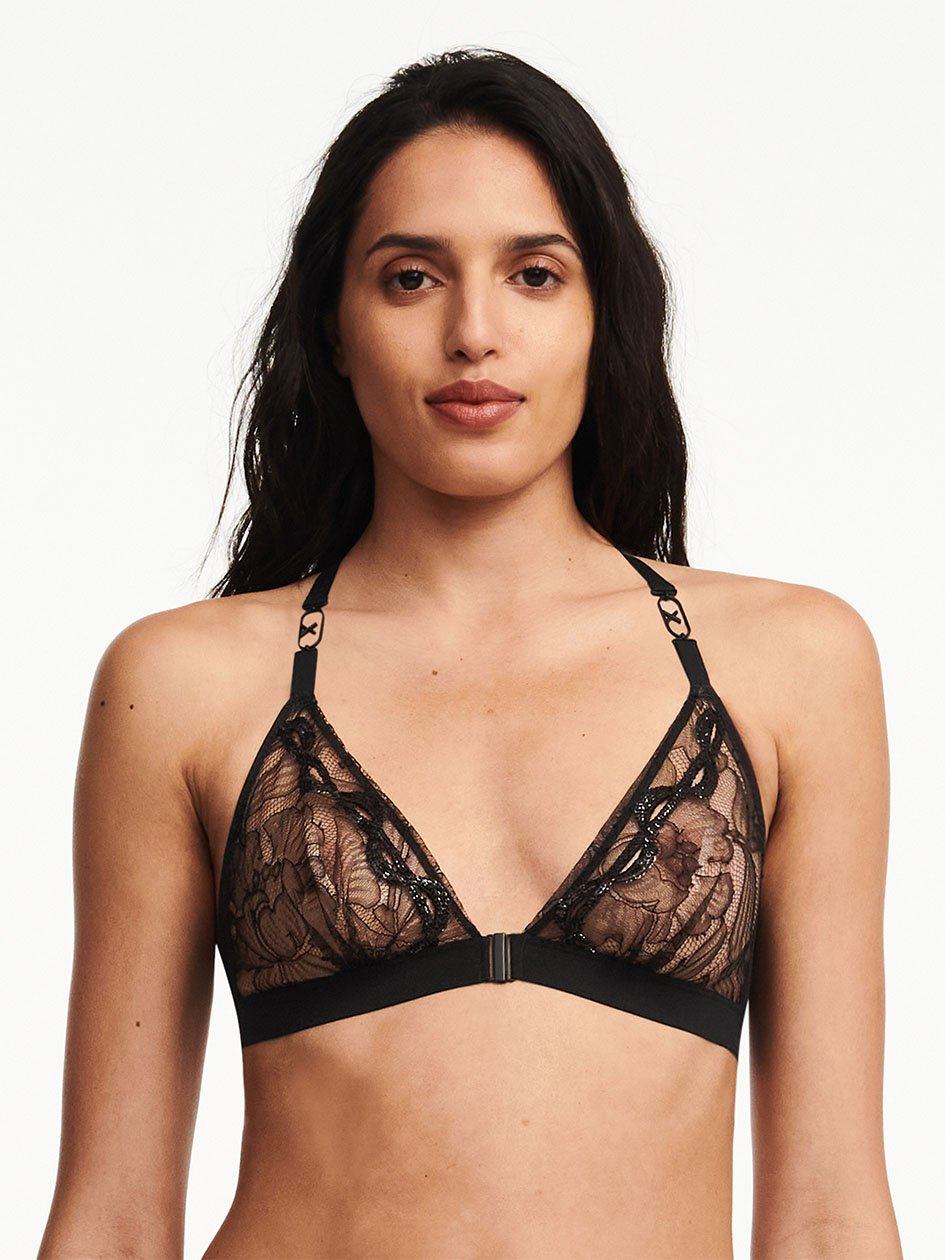 Black Chantelle Xtravagant Lace Wireless Women Unlined Bra | FZV856MZ