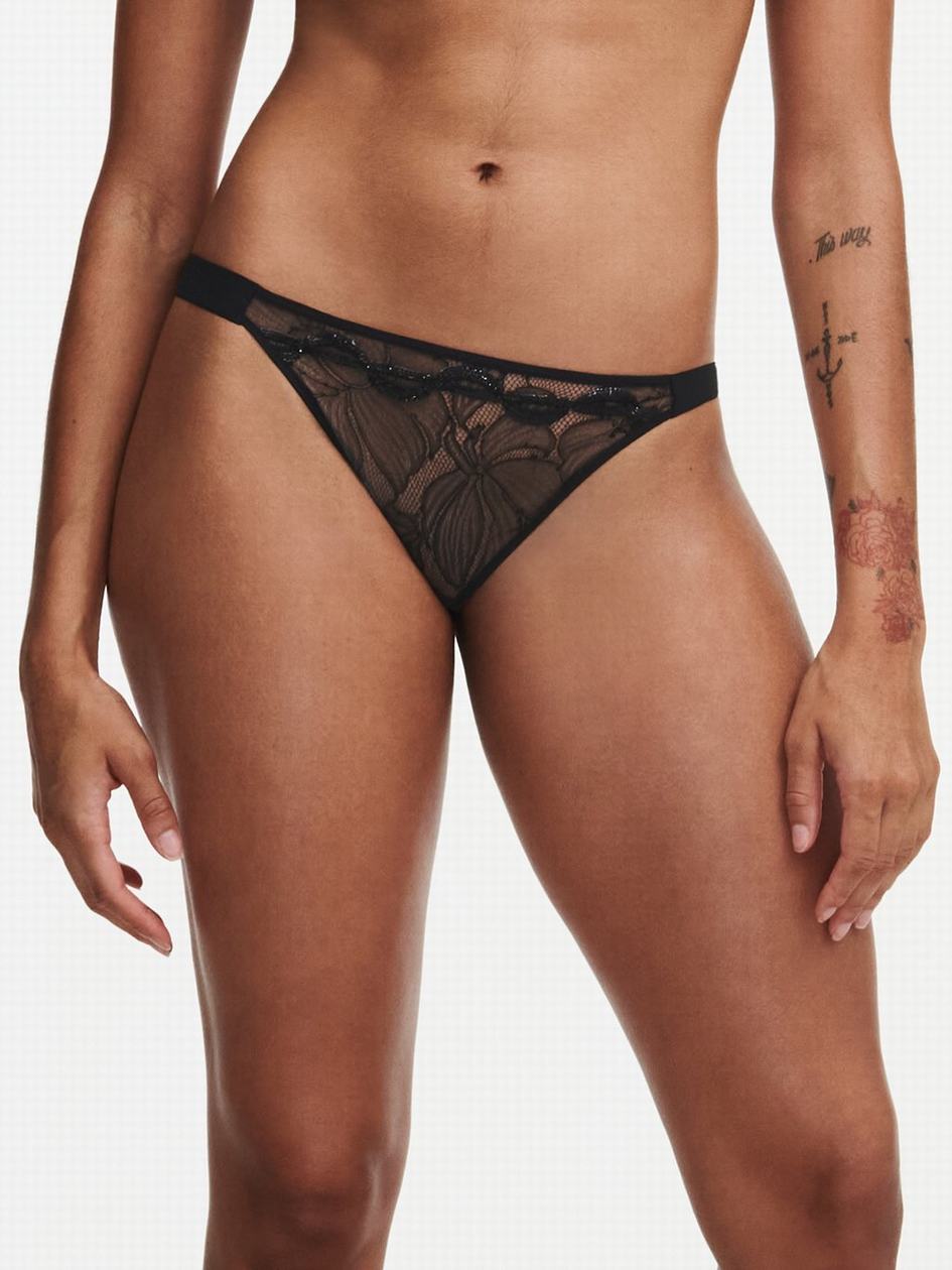 Black Chantelle Xtravagant Lace Women Bikini Panty | ZGU1171OK