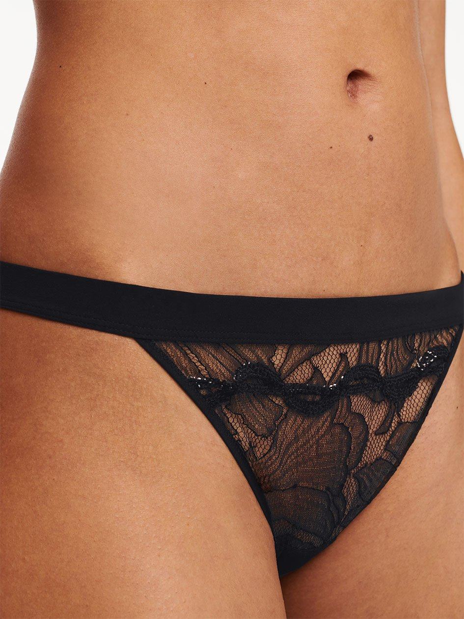 Black Chantelle Xtravagant Lace Women Thong Panty | HDD8293HW