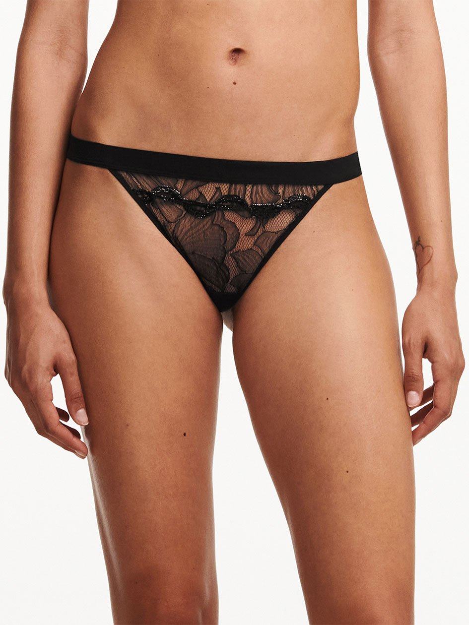 Black Chantelle Xtravagant Lace Women Thong Panty | HDD8293HW