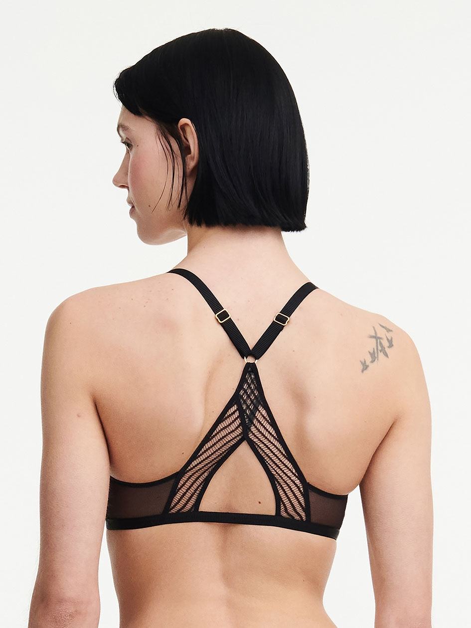 Black Chantelle tXture Wirefree Triangle Women Bralettes | SJA1418PL