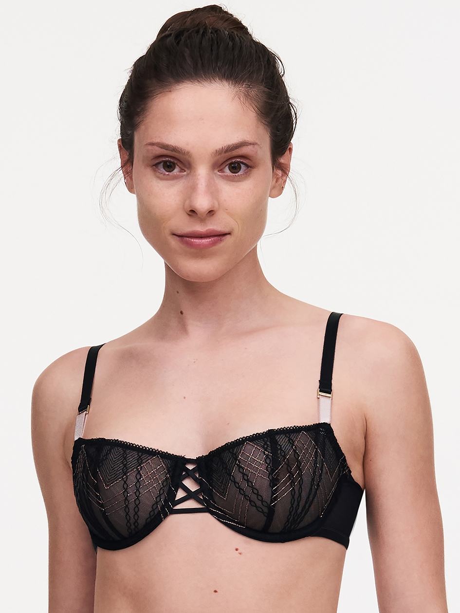 Black Pink Chantelle Memento Lace Demi Women Unlined Bra | RNZ2053TG