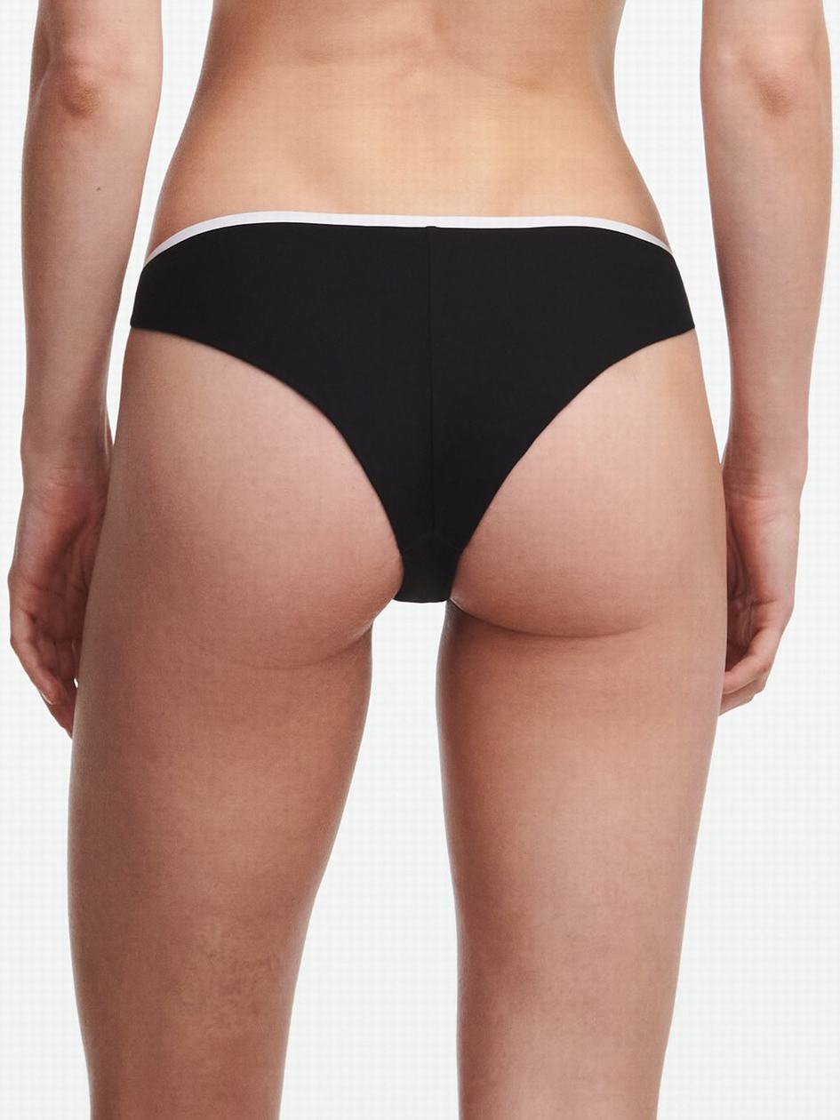 Black White Chantelle Authentic Swim Women Bikini Bottoms | JRL1066BZ