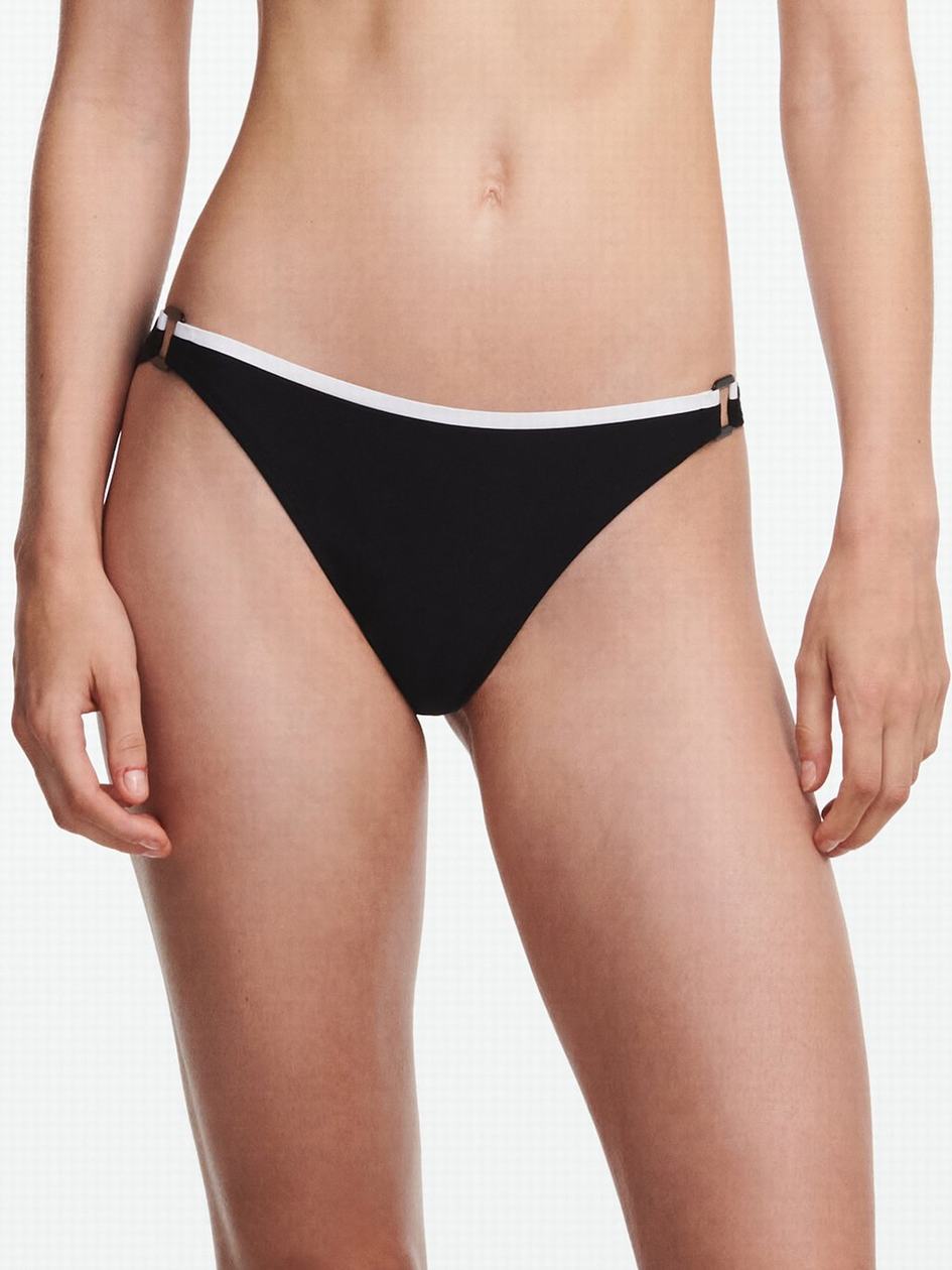 Black White Chantelle Authentic Swim Women Bikini Bottoms | JRL1066BZ