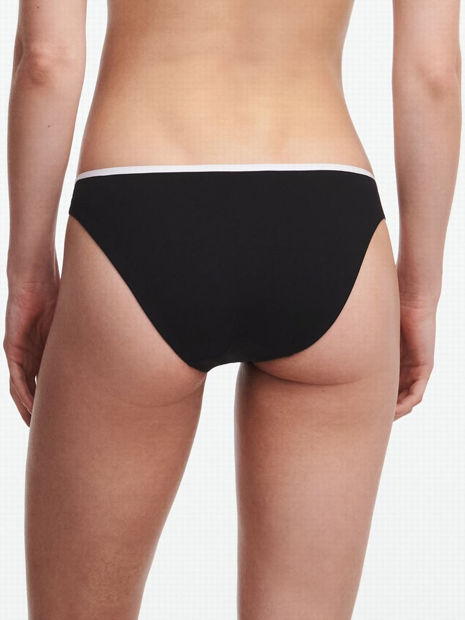 Black White Chantelle Authentic Swim Women Bikini Bottoms | IOG6342UY