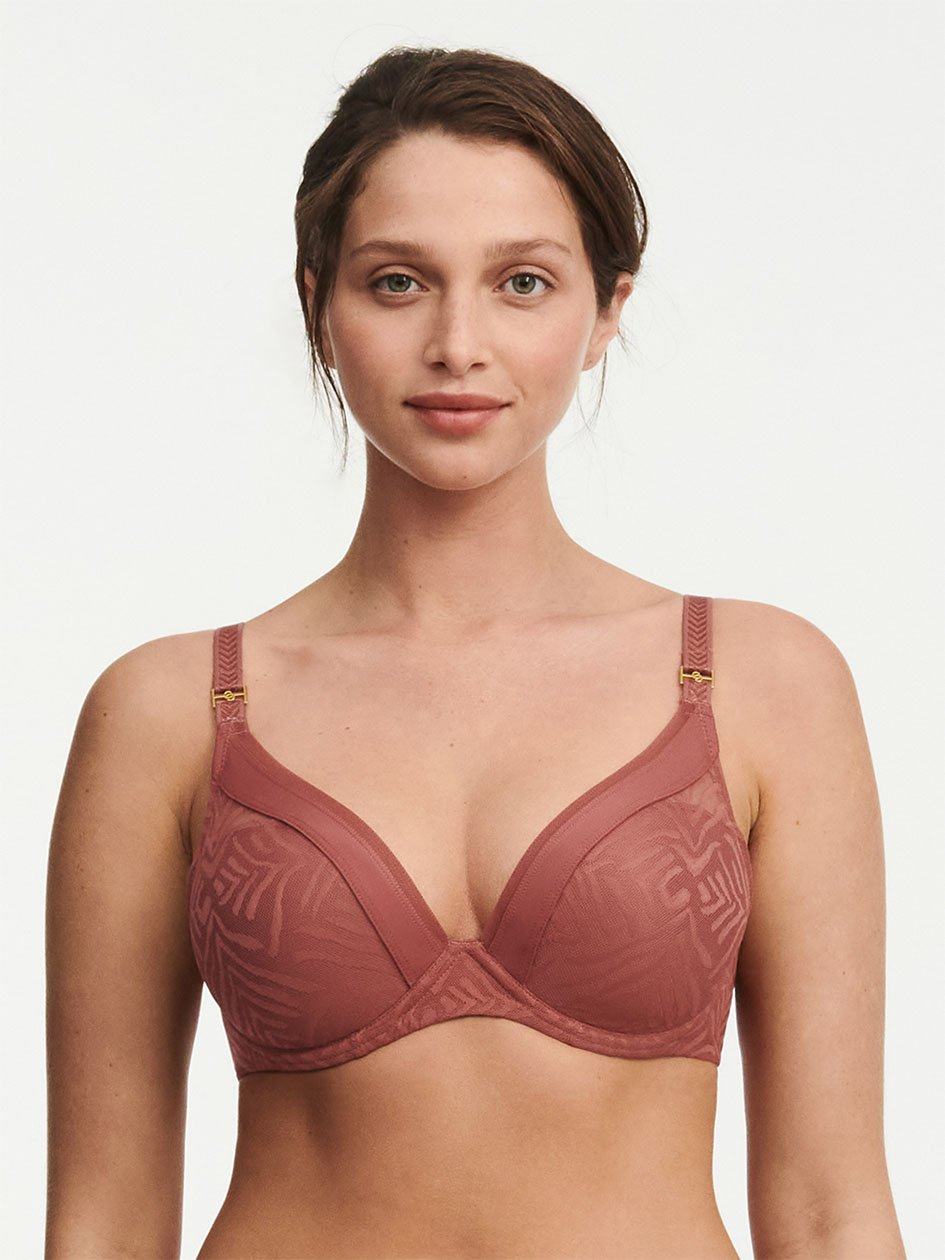 Brown Chantelle Graphic Allure Lace Plunge Women T-Shirt Bra | TAW727WZ