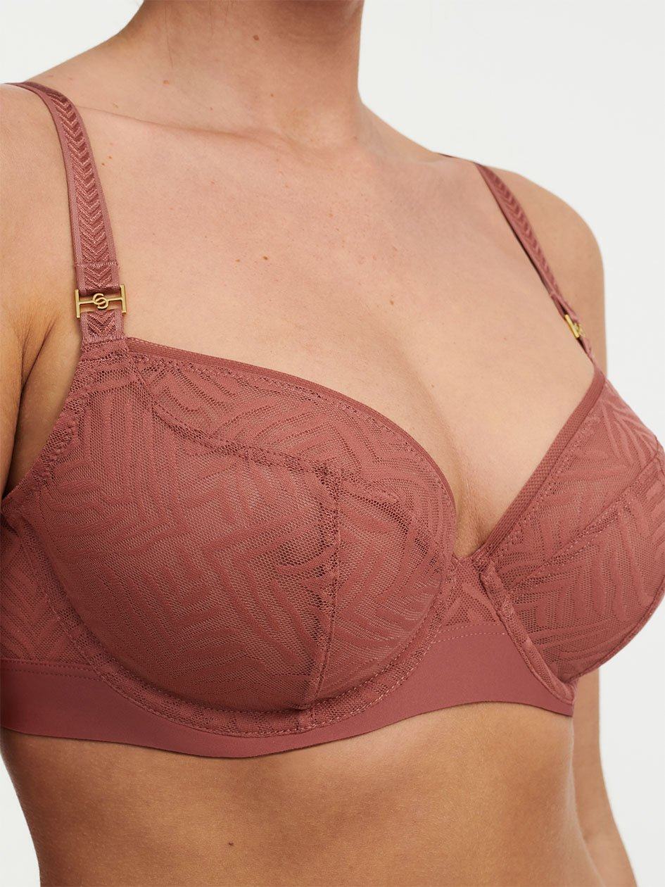 Brown Chantelle Graphic Allure Lace Plunge Women Unlined Bra | WLV5753SA