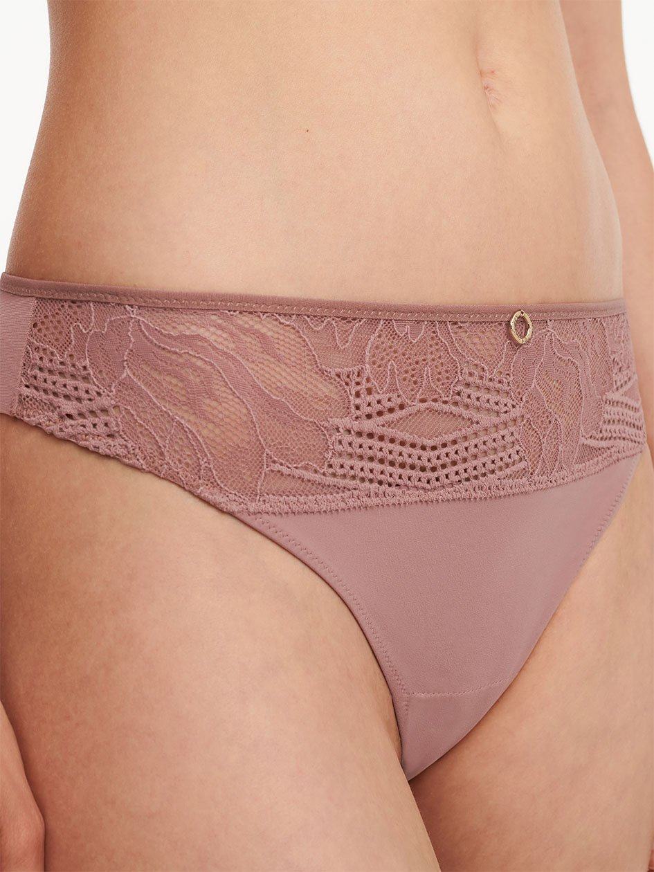 Brown Chantelle Naya Lace Women Thong Panty | AJR9272LB