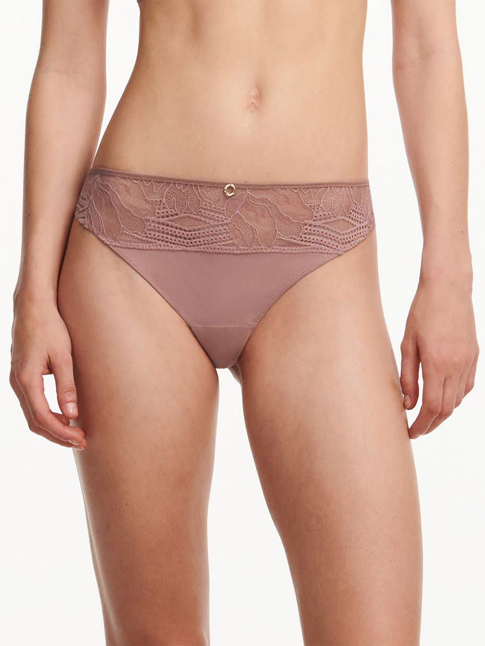 Brown Chantelle Naya Lace Women Thong Panty | AJR9272LB