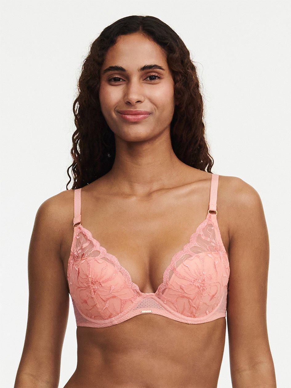 Coral Chantelle Fleurs Plunging Women T-Shirt Bra | UIP8488YH