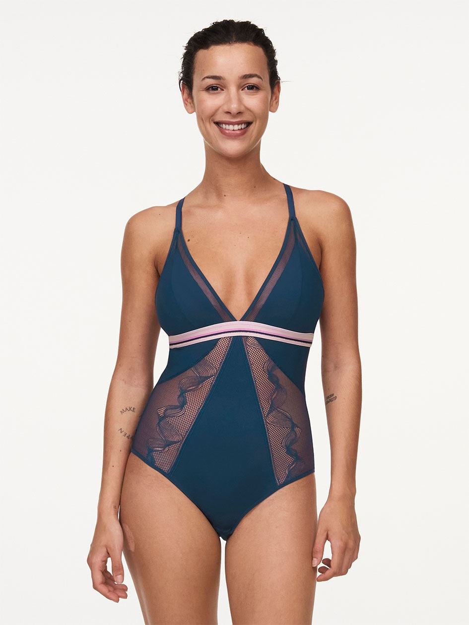 Deep Blue Chantelle Paola Women Bodysuit | QFJ199EL