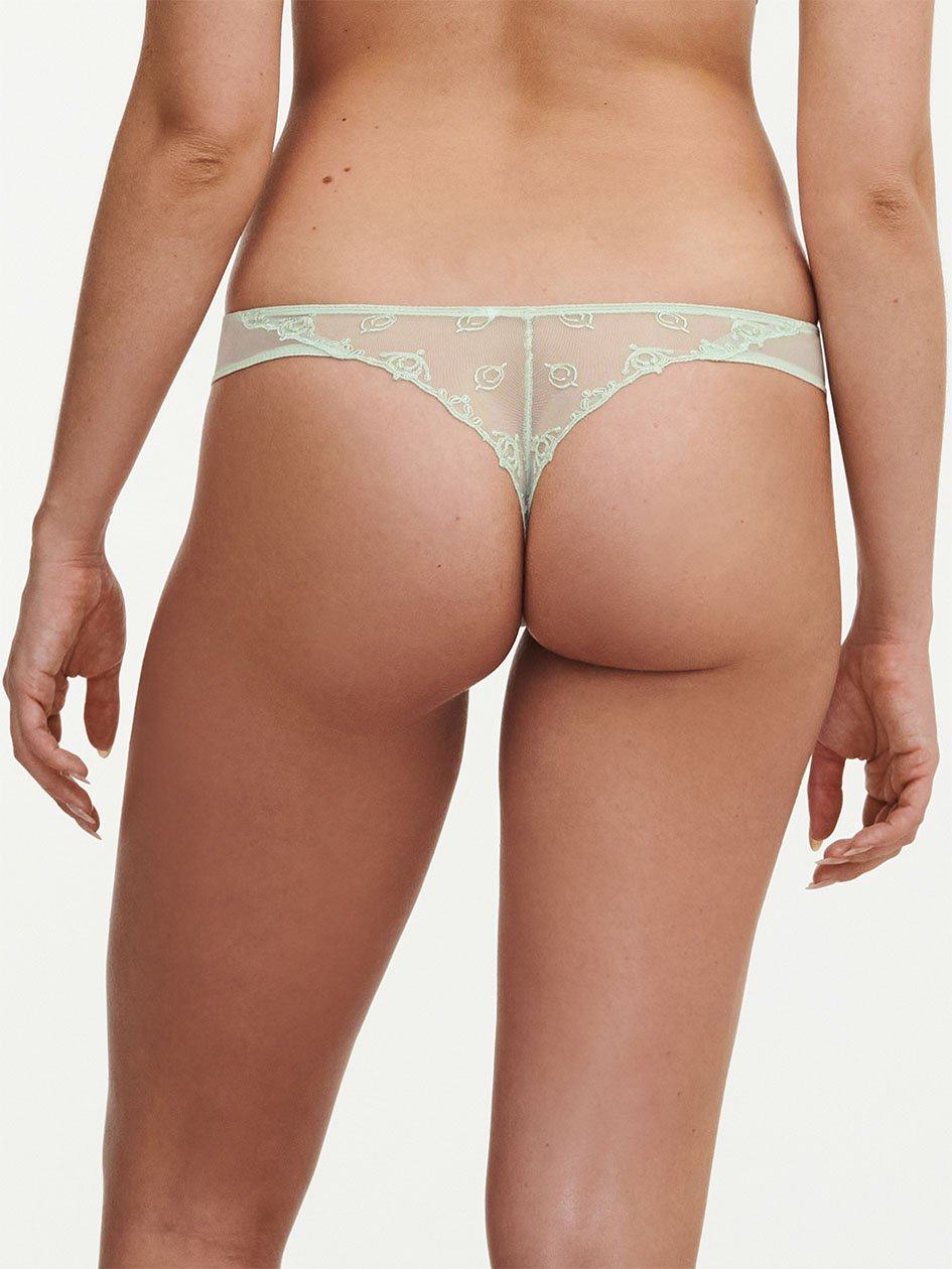 Green Chantelle Champs Elysees Lace Women Thong Panty | GGB5895QI