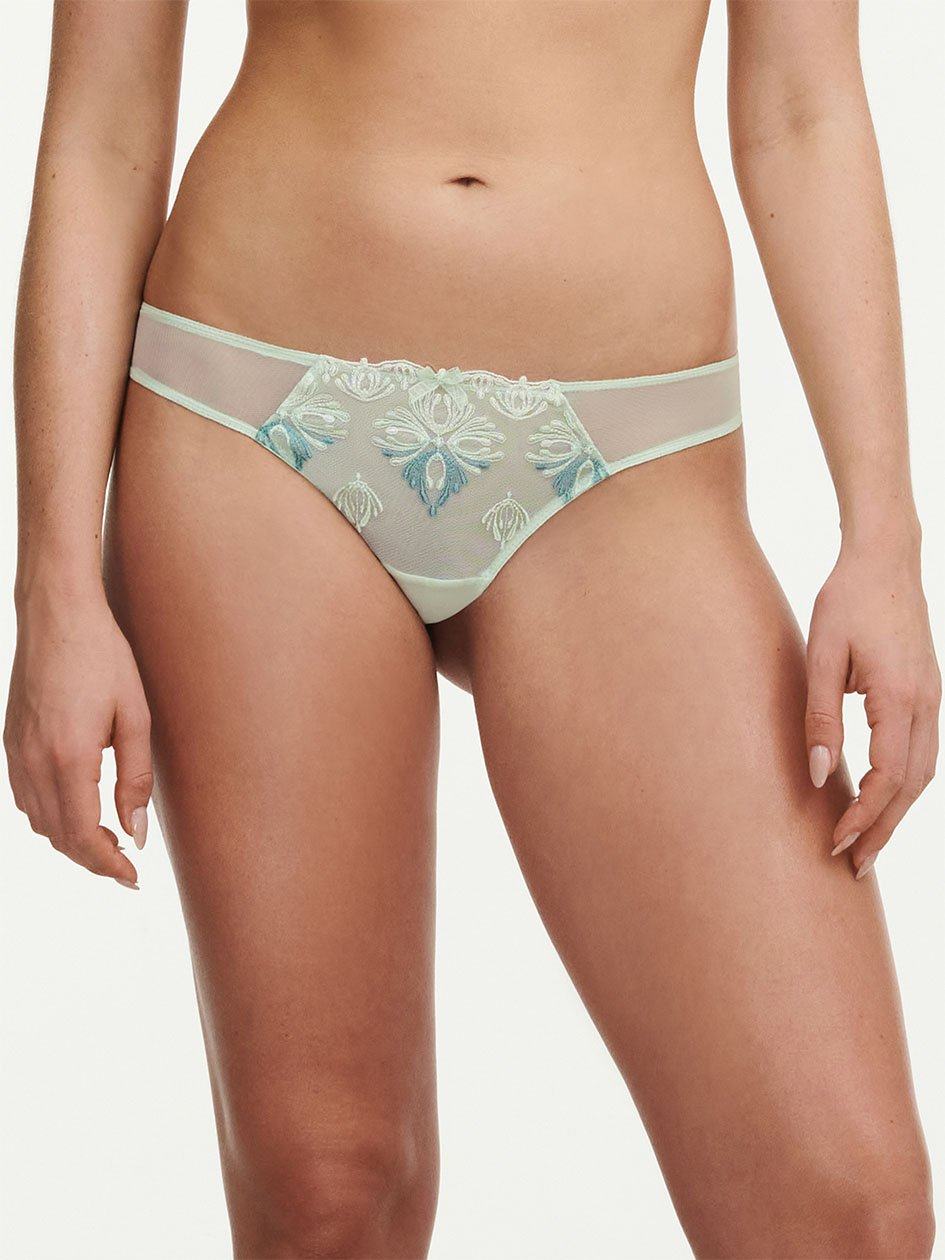 Green Chantelle Champs Elysees Lace Women Thong Panty | GGB5895QI