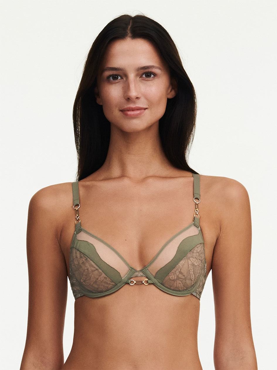 Khaki Green Chantelle Spark Lace Underwire Women Unlined Bra | JOE8390AB