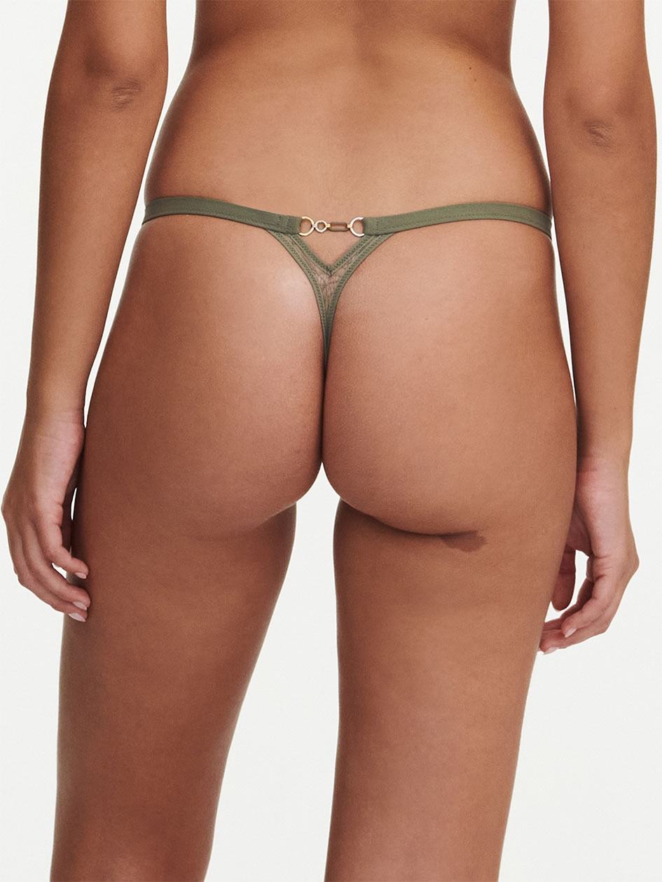 Khaki Green Chantelle Spark Women Thong Panty | TXY1622ES