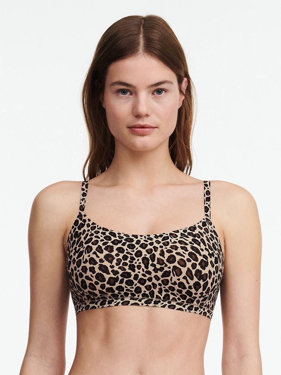 Leopard Beige Chantelle SoftStretch Scoop Women Bralettes | MQX77100TC