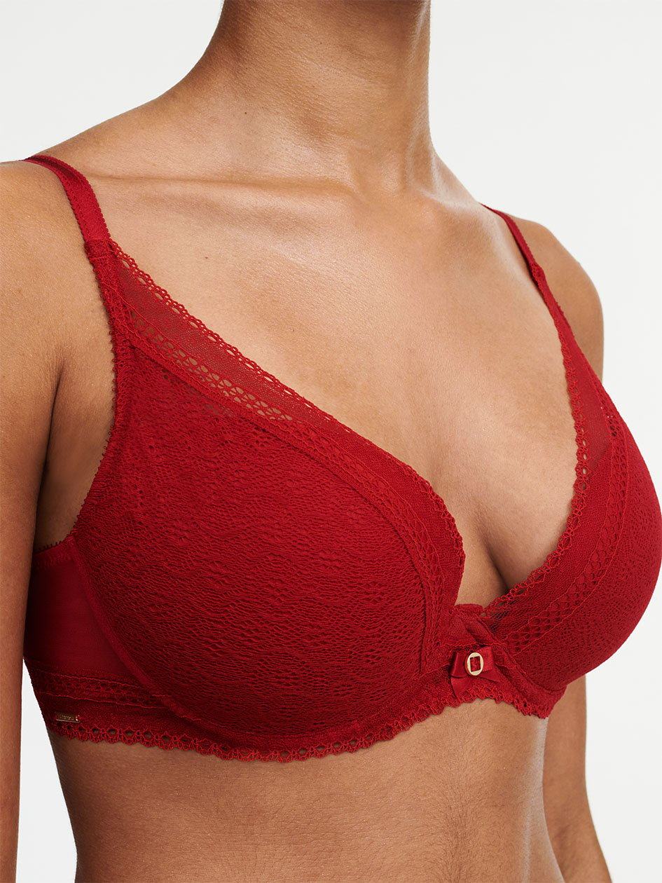 Red Chantelle Festivite Lace Plunge Women Bras | ZQQ7840MR