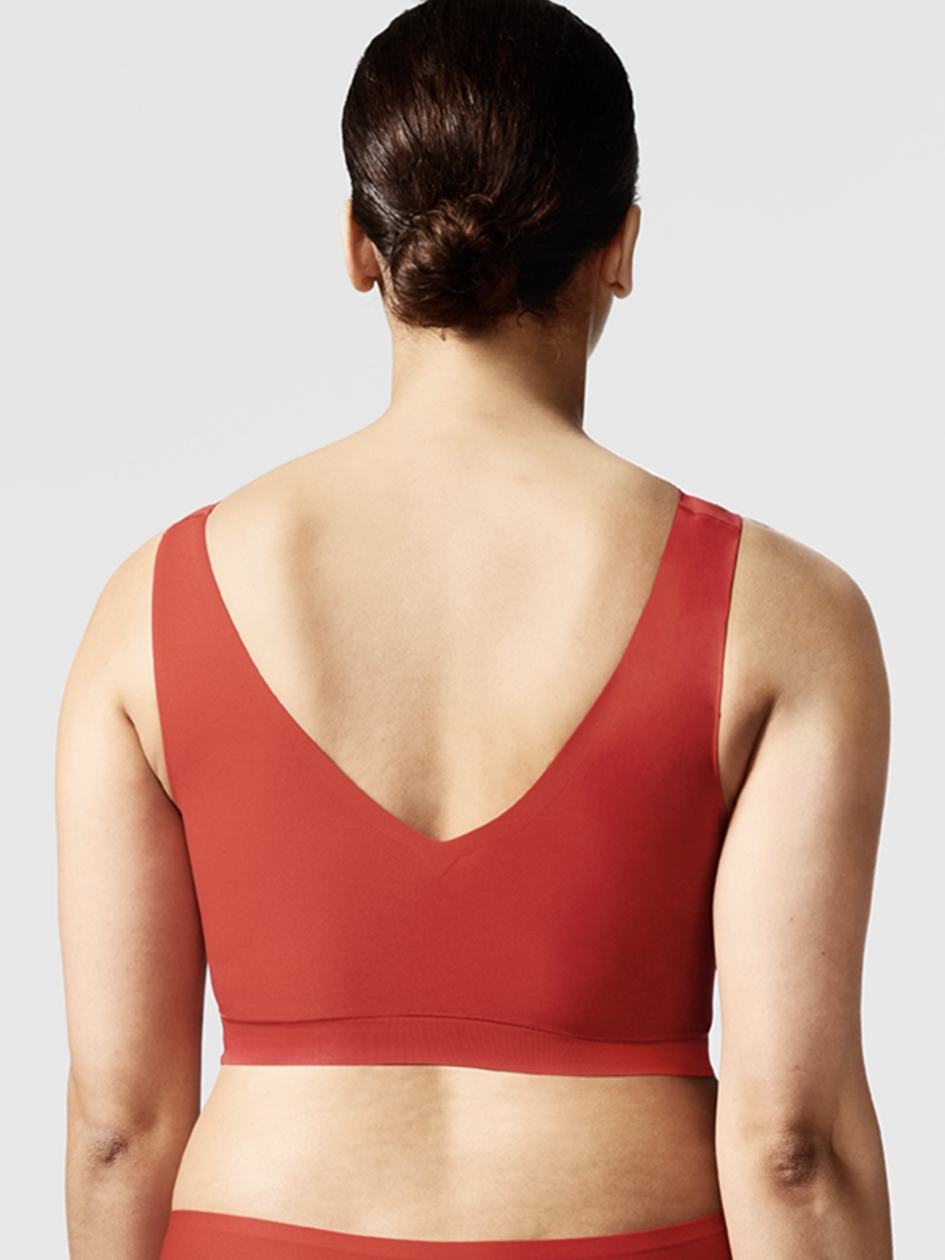 Red Chantelle SoftStretch Padded V-Neck Women Sports Bra | DQR5195AH