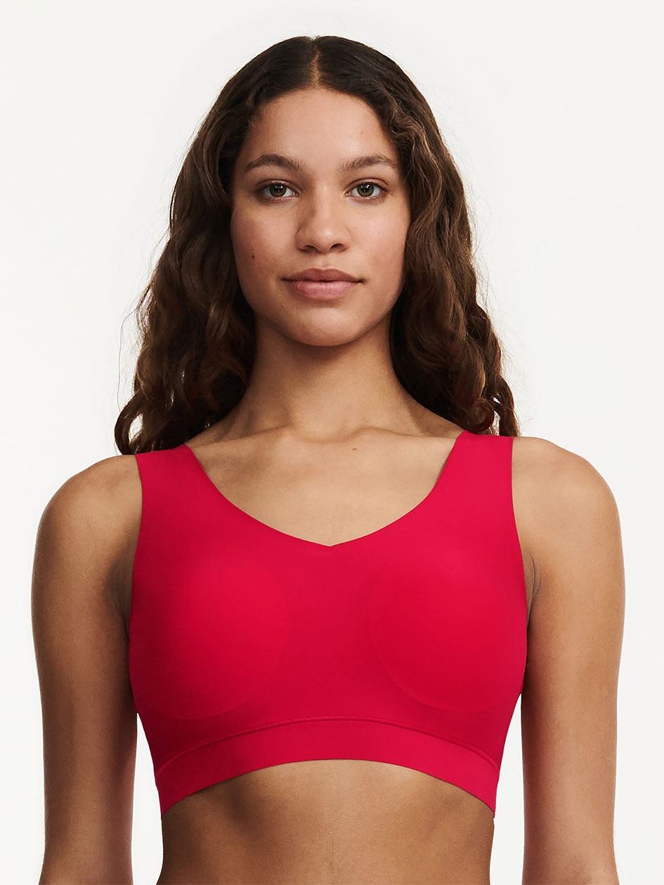 Red Chantelle SoftStretch Padded V-Neck Women Sports Bra | DQR5195AH