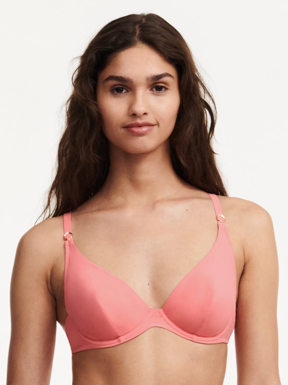 Rose Pink Chantelle Celestial Plunge Underwire Swim Women Bikini Tops | MDH5592OC