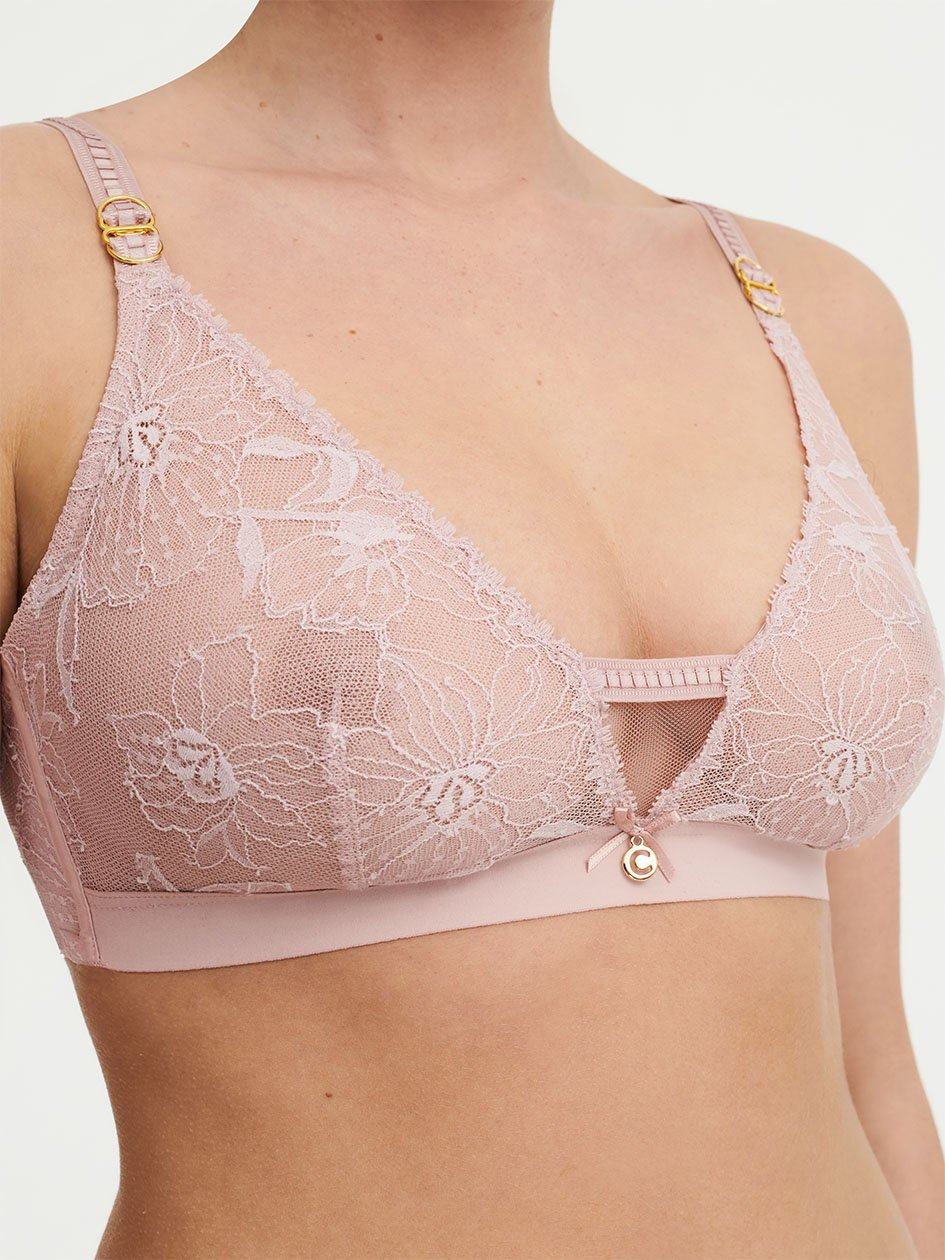 Rose Pink Chantelle Orchids Wireless Triangle Women Bras | KNX7859SS