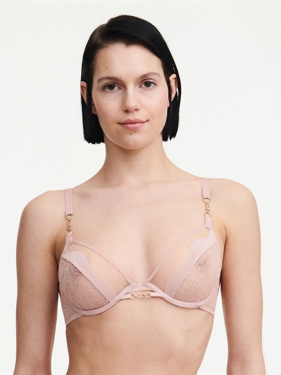 Rose Pink Chantelle Spark Lace Underwire Women Unlined Bra | XVN1253UR