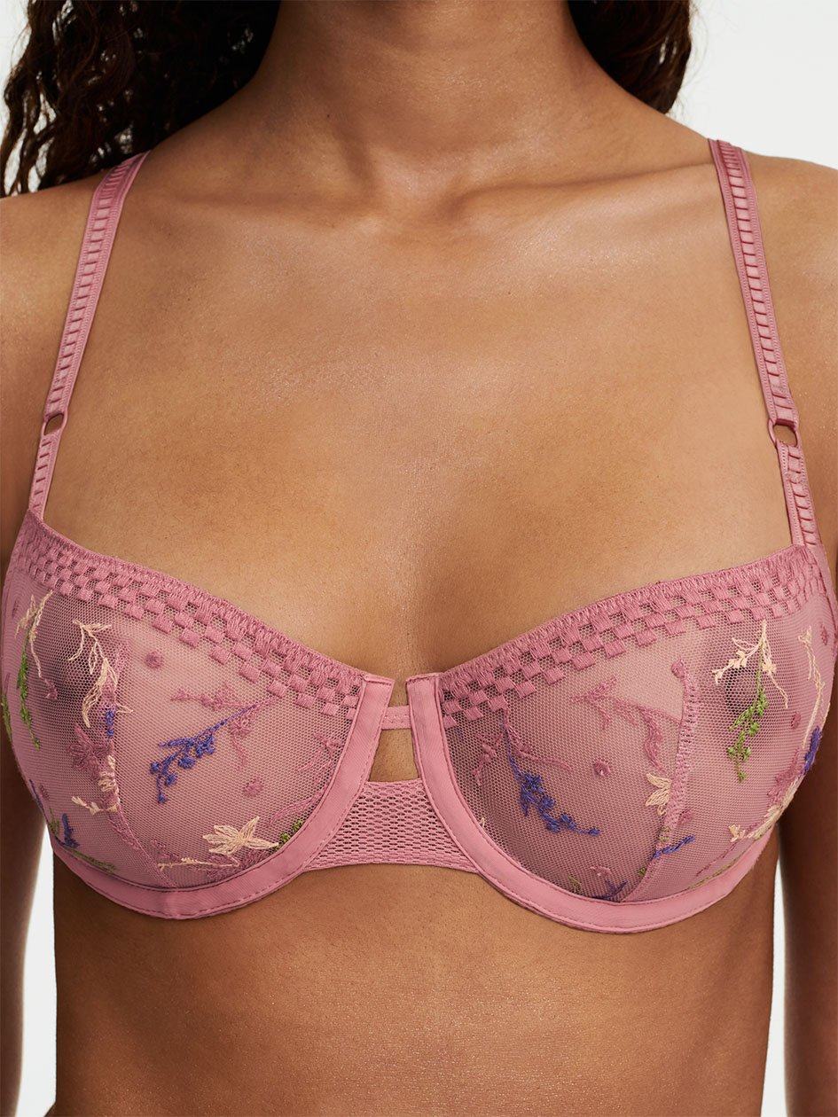 Rose Pink Chantelle Suzy Lace Demi Women Unlined Bra | ILO1492UP