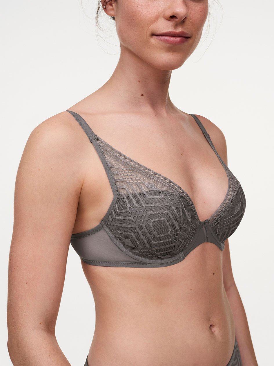 Silver Chantelle Ondine Lace Plunge Contour Women Bras | NEP2825LP